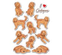 A5 Sticker Sheet Apricot Cockapoo Vinyl Stickers - Red Dogs Puppy Cavapoo Pets Breed Animals Scrapbooking Label Girls Boys Aesthetic #82972