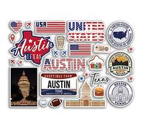 A5 Sticker Sheet Austin Landmarks Vinyl Stickers - Texas America USA States Flag Travel Holiday Map City Scrapbook Aesthetic #80549