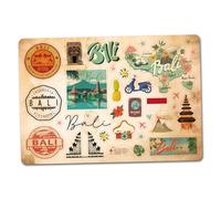 A5 Sticker Sheet Bali Vinyl Stickers - Indonesia Landmarks Retro Vintage Airport Skyline City Flag Travel Holiday Country Aesthetic #82805