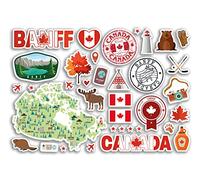 A5 Sticker Sheet Banff Landmarks Vinyl Stickers - Canada Canadian Stamps Skyline Flag Travel Holiday Map City Scrapbook Aesthetic #80498
