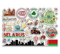 A5 Sticker Sheet Belarus Landmarks Vinyl Stickers - Minsk Country Map Airport Stamps Skyline Flag Travel Holiday City Aesthetic #80273