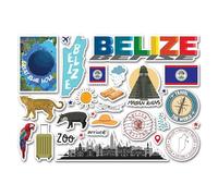 A5 Sticker Sheet Belize Vinyl Stickers - Mayan Ruins Flag Map Landmarks Travel Holiday Journal Memory Book Scrapbook #83886