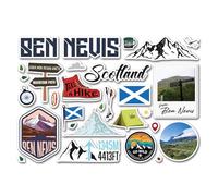 A5 Sticker Sheet Ben Nevis Vinyl Stickers - Scotland Scottish Mountains Hiking Hike Adventure Walks Trails Travel Country Scrapbook #83383