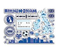 A5 Sticker Sheet Birmingham Landmarks Vinyl Stickers - Blue Stamps Skyline Flag Map Travel Holiday City UK GB England Aesthetic #80579