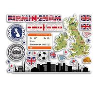 A5 Sticker Sheet Birmingham Landmarks Vinyl Stickers - Rustic Stamps Skyline Flag Map Travel Holiday City UK GB England Aesthetic #80441