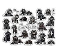 A5 Sticker Sheet Black Cockapoo Vinyl Stickers - Dogs Puppy Cavapoo Pets Breed Animals Scrapbooking Label Friend Girls Boys Aesthetic #81512