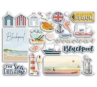 A5 Sticker Sheet Blackpool Vinyl Stickers - Beach Seaside British England Coast Sea Ocean Boat Flag Travel Holiday Scrapbook Gift Aesthetic #79075