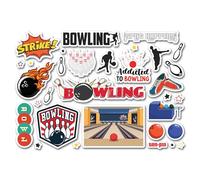 A5 Sticker Sheet Bowling Vinyl Stickers - Ten Pin Bowl Game Run Sport Puns Boys Men Women Dad Mancave Hobbies Hobby Fan Love #83436