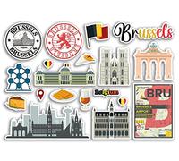 A5 Sticker Sheet Brussels Landmarks Vinyl Stickers - Belgium Belgian Airport Stamps Skyline Flag Map Travel Holiday Scrapbooking City Luggage #79133