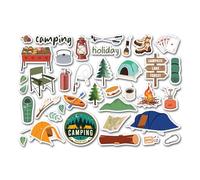 A5 Sticker Sheet Camping Holiday Vinyl Stickers - Family Camp Adventure Park Resort Caravan Travel Trip Staycation England Scrapbook #83647