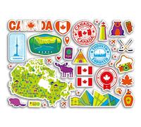 A5 Sticker Sheet Canada Landmarks Vinyl Stickers - Bright Canadian Map Airport Skyline Flag Travel Holiday Country City Aesthetic #80431
