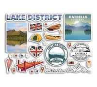 A5 Sticker Sheet Catbells Vinyl Stickers - Lake District Cumbria Stamp Mountains Skyline Flag Travel Holiday GB UK England Scrapbook #81072