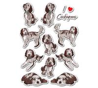 A5 Sticker Sheet Chocolate Merle Cockapoo Vinyl Stickers - Dogs Puppy Cavapoo Breed Animals Scrapbooking Label Girls Boys Aesthetic #82970