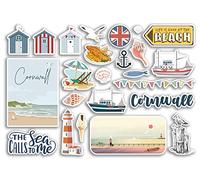 A5 Sticker Sheet Cornwall Vinyl Stickers - Beach Seaside British England Coast Sea Ocean Boat Flag Travel Holiday Scrapbook Gift Aesthetic #79093