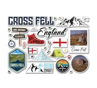 A5 Sticker Sheet Cross Fell Vinyl Stickers - England UK Mountains Hiking Hike Hill Adventure Walks Trails Travel Country Scrapbook #83393