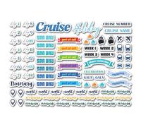 A5 Sticker Sheet Cruise Holiday Vinyl Stickers - Ocean Boat Ship Sea Travel Map City Diary Day Week Planner Itinerary Scrapbook #83032