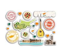 A5 Sticker Sheet Cyprus Vinyl Stickers - Landmark Europe Map Holiday Flag Travel #78461
