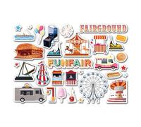 A5 Sticker Sheet Fairground Holiday Vinyl Stickers - Funfair Fair Rides Theme Park Fun Kids Travel Trip Staycation England Scrapbook #83648