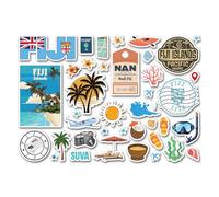 A5 Sticker Sheet Fiji Vinyl Stickers - Islands Flag Map Landmarks Travel Holiday Journal Memory Book Scrapbook #83897