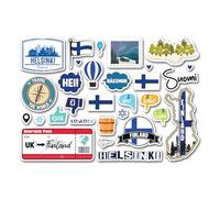 A5 Sticker Sheet Finland Landmarks Vinyl Stickers - Helsinki Finnish Map Flag Travel Holiday Country Language City School Scrapbook #83348