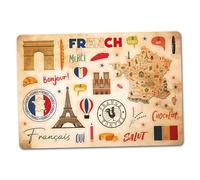 A5 Sticker Sheet French Vinyl Stickers - France Language School Retro Vintage Airport City Flag Travel Holiday Country Aesthetic #82815