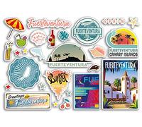 A5 Sticker Sheet Fuerteventura Landmarks Vinyl Stickers - Spain Spanish Map Airport Stamps Skyline Flag Travel Holiday City Trip Scrapbooking Luggage #79103