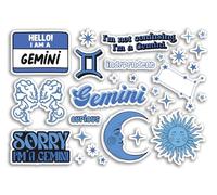 A5 Sticker Sheet Gemini Vinyl Stickers - Blue Zodiac Star Sign Horoscope Traits Stars Groovy Astrology Girls Women Aesthetic #81853