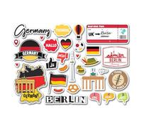 A5 Sticker Sheet Germany Landmarks Vinyl Stickers - Berlin German Map Flag Travel Holiday Country Language City Aesthetic Scrapbook #83343