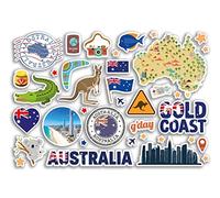 A5 Sticker Sheet Gold Coast Landmarks Vinyl Stickers - Australia Stamps Skyline Flag Map Travel Holiday City Scrapbook Aesthetic #80493