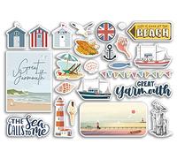 A5 Sticker Sheet Great Yarmouth Vinyl Stickers - Beach Seaside British England Coast Sea Ocean Boat Flag Travel Holiday Scrapbook Gift Aesthetic #79091