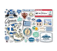 A5 Sticker Sheet Greece Landmarks Vinyl Stickers - Greek Athens Island Map Flag Travel Holiday Country Language City School Scrapbook #83357