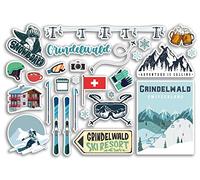 A5 Sticker Sheet Grindelwald Vinyl Stickers - Switzerland Swiss Ski Resort Mountains Snowboard Holiday Flag Travel Snow Sports Luggage Scrapbooking #79058