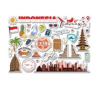 A5 Sticker Sheet Indonesia Vinyl Stickers - Bali Flag Map Landmarks Travel Holiday Journal Memory Book Scrapbook #83898