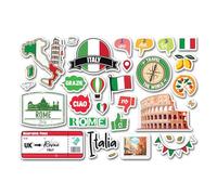 A5 Sticker Sheet Italian Landmarks Vinyl Stickers - Rome Italian Map Flag Travel Holiday Country Language City Aesthetic Scrapbook #83342