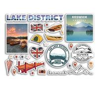 A5 Sticker Sheet Keswick Vinyl Stickers - Lake District Cumbria Stamps Skyline Flag Map Travel Holiday UK GB England Scrapbook #81067