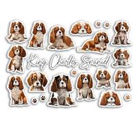 A5 Sticker Sheet King Charles Spaniel Vinyl Stickers - Cavalier Dog Puppy Pet Breed Animals Scrapbooking Label Girls Boys Aesthetic #81515