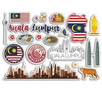 A5 Sticker Sheet Kuala Lumpur Landmarks Vinyl Stickers - Malaysia Airport Stamps Skyline Flag Travel Holiday Scrapbooking City Luggage #79119