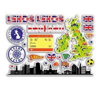 A5 Sticker Sheet Leeds Landmarks Vinyl Stickers - Rainbow Stamps Skyline Flag Map Travel Holiday City UK GB England Aesthetic #80573