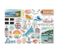 A5 Sticker Sheet Looe Vinyl Stickers - Cornwall Surf Beach Seaside Waves British England Ocean Sea Flag Travel Holiday Scrapbook #83251