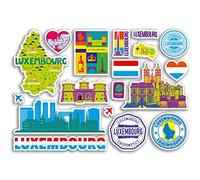 A5 Sticker Sheet Luxembourg Landmarks Vinyl Stickers - Bright Map Airport Stamp Skyline Flag Travel Holiday City Country Aesthetic #80351
