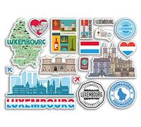 A5 Sticker Sheet Luxembourg Landmarks Vinyl Stickers - Country Map Airport Stamps Skyline Flag Travel Holiday City Aesthetic #80275