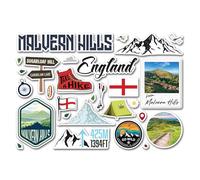 A5 Sticker Sheet Malvern Hills Vinyl Stickers - England UK Mountains Hiking Hike Hill Adventure Walks Trails Travel Country Scrapbook #83391