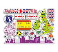 A5 Sticker Sheet Manchester Landmarks Vinyl Stickers - Rainbow Stamp Skyline Flag Map Travel Holiday City UK GB England Aesthetic #80569