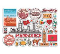A5 Sticker Sheet Marrakech Landmarks Vinyl Stickers - Morocco Beach Airport Stamps Skyline Scrapbook Travel Holiday City Luggage #80773
