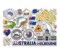 A5 Sticker Sheet Melbourne Landmarks Vinyl Stickers - Australia Stamps Skyline Flag Map Travel Holiday City Scrapbook Aesthetic #80490
