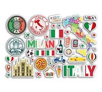 A5 Sticker Sheet Milan Landmarks Vinyl Stickers - Italy Italian Stamps Skyline Flag Map Travel Trip Holiday City Scrapbook Aesthetic #80482