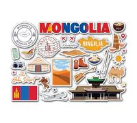 A5 Sticker Sheet Mongolia Vinyl Stickers - East Asia Flag Map City Landmarks Travel Holiday Journal Memory Book Scrapbook #84124