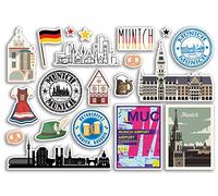 A5 Sticker Sheet Munich Landmarks Vinyl Stickers - Germany German Airport Stamps Skyline Flag Travel Holiday Scrapbooking City Luggage #79109