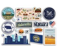 A5 Sticker Sheet Nebraska Landmarks Vinyl Stickers - America States USA American Airport Stamps Skyline Flag Map Travel Holiday Scrapbooking City Luggage #79193