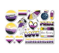A5 Sticker Sheet Non Binary Flag Vinyl Stickers - Non-Binary Rights Pride Month LGBTQ Rainbow Scrapbook Label Friend Girls Boys #83065